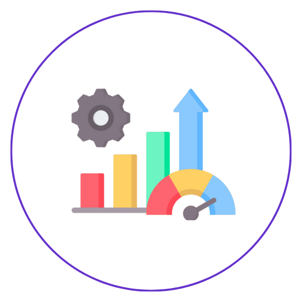 Graphs and metrics indicating growth
